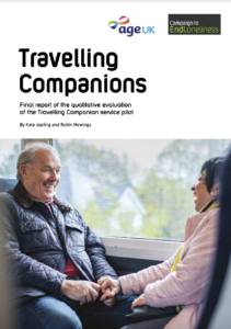 Front page of Age UK travelling companions pilot evaluation.