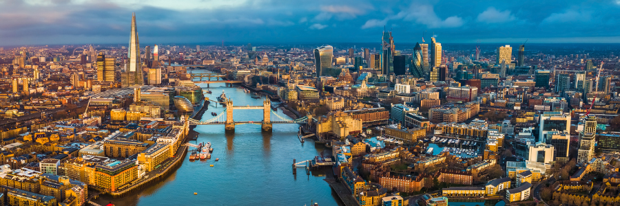 An aerial photo of London