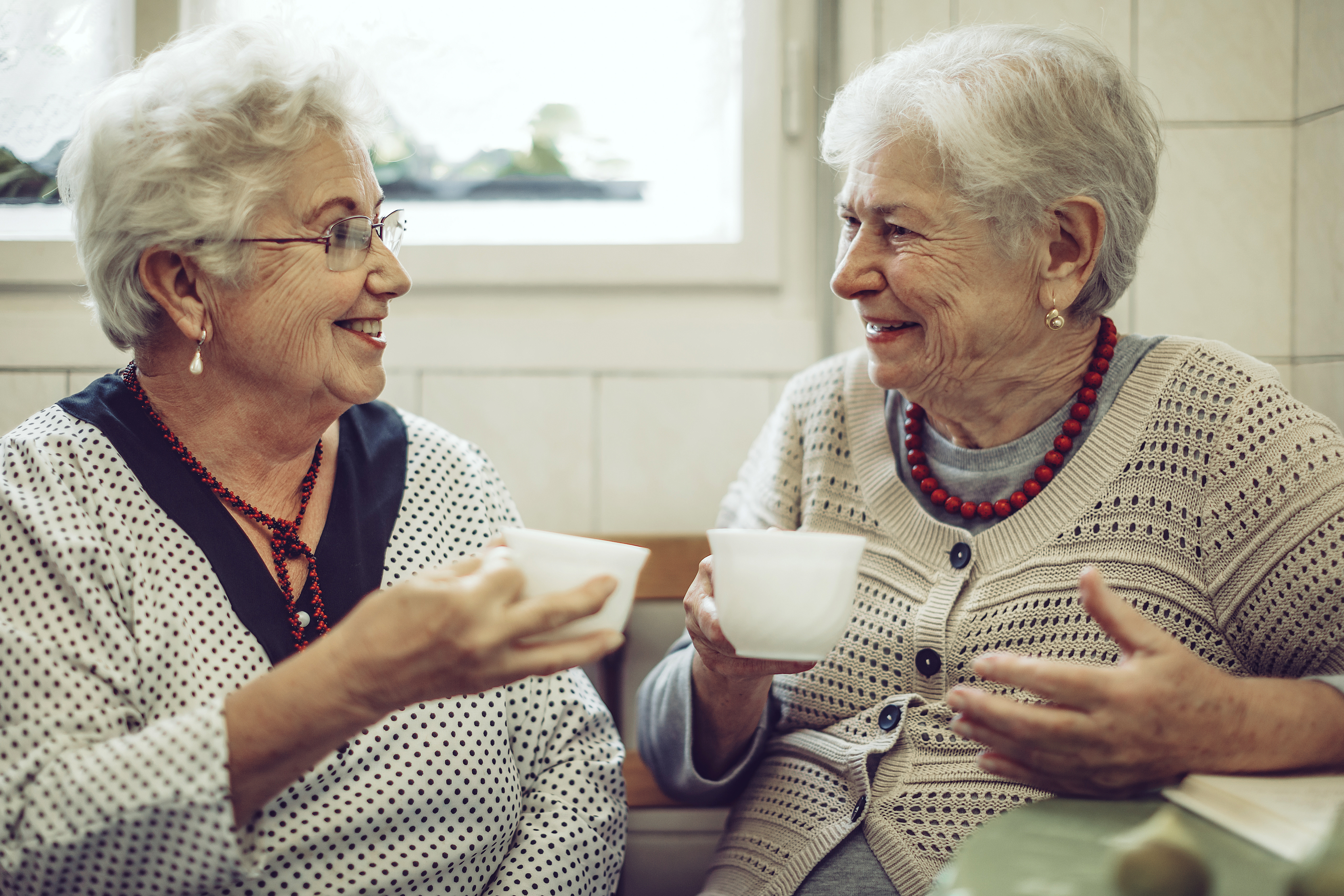 Two ladies sharing a cup of tea